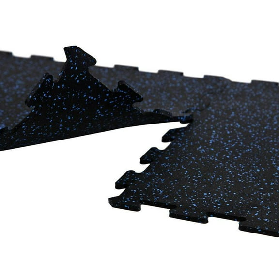 FlooringInc 8mm Thick Strong Rubber Interlocking Floor Tiles, Flexible Recycled Rubber for a Stronger and Safer Basement, Home Gym, Shed, or Trailer, Black, 9 Cneter Tiles