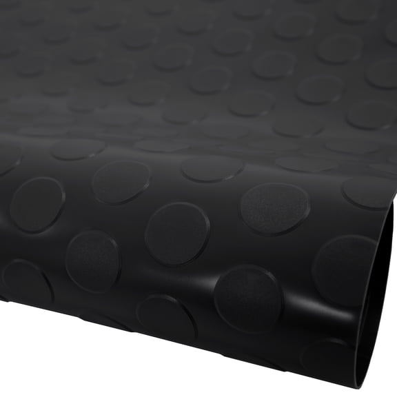 FlooringInc Commercial Grade 7.5ftx17ft Coin Pattern Nitro Garage Flooring Roll Out Protecting Mats, Midnight Black