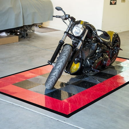 FlooringInc Diamond Nitro Motorcycle Mats, 5'x10', Black & Artic White