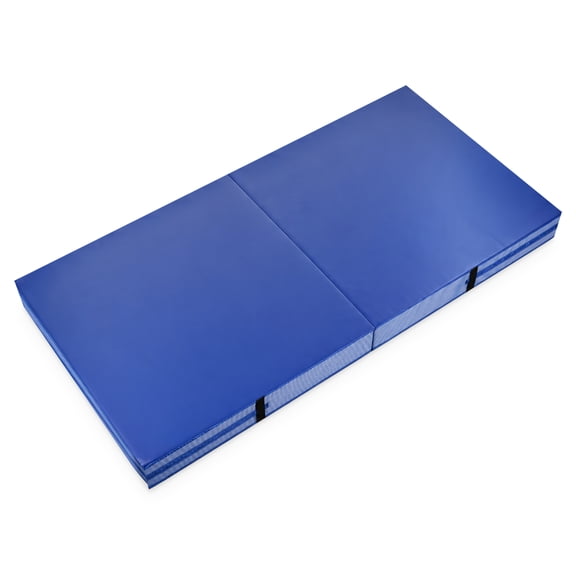 FlooringInc Folding Gymnastics Crash Mat – Thick Landing Pad for Tumbling, Kids Gymnastics, Cheer & Martial Arts Training – 8" Crash Pad, 4 ft x 8 ft Safety Mat (Royal Blue)