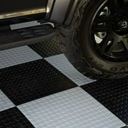 FlooringInc Nitro Flex Protective Garage Flooring Tiles, 20.5"x20.5", 8 Tiles, 23.36 Sqft, Coin Pattern, White