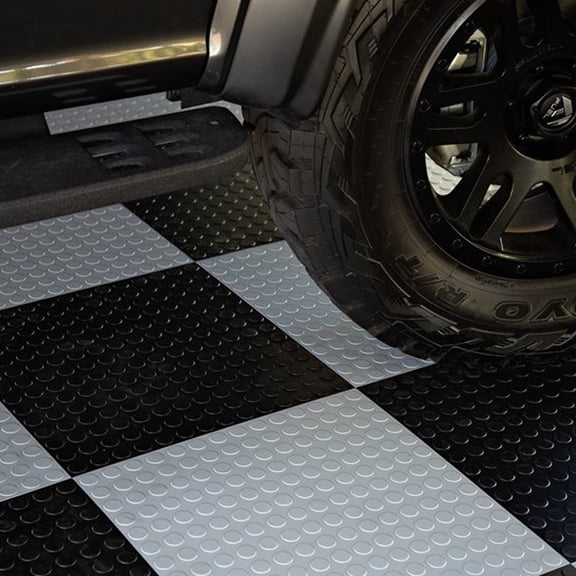 FlooringInc Nitro Flex Protective Garage Flooring Tiles, 20.5"x20.5", Single Tile, 2.92 Sqft, Coin Pattern, Black