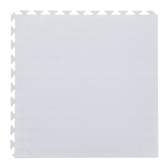 FlooringInc Flex Nitro Garage Floor Tiles, 20.5"x20.5", Single Tile, 2.92 Sqft, Coin Pattern, White