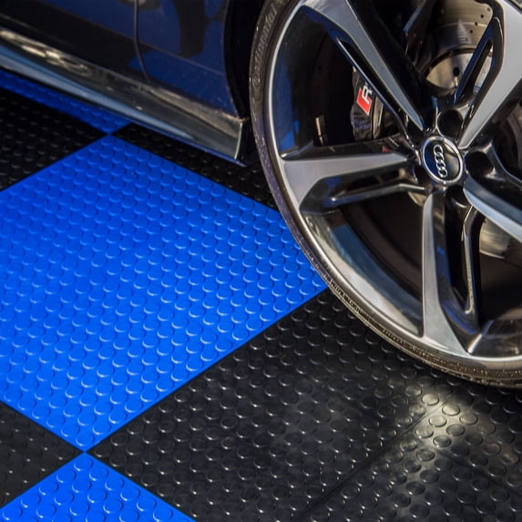 FlooringInc Nitro Garage Floor Tiles, Coin Pattern, Interlocking, Black, 12"x12", 1 pack, 1 sq/ft