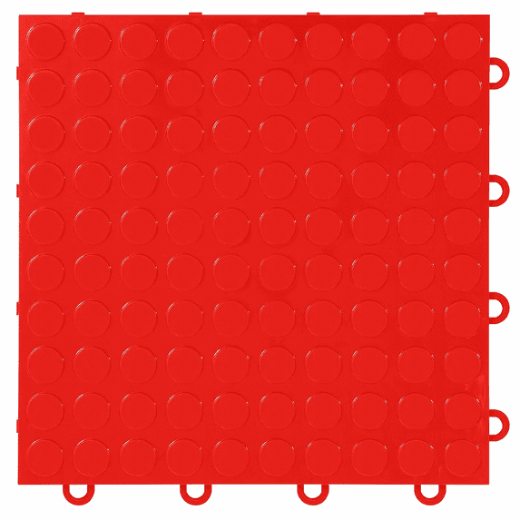 FlooringInc Nitro Garage Floor Tiles, Coin Pattern, Interlocking, Victory Red, 12"x12", 1 pack, 1 sq/ft