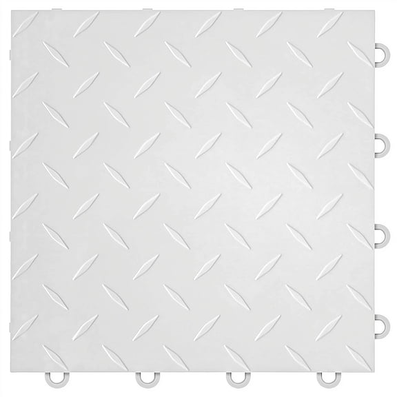 FlooringInc Nitro Garage Floor Tiles, Diamond Pattern, Interlocking, Artic White, 12"x12", 1 pack, 1 sq/ft