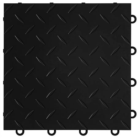 FlooringInc Nitro Garage Floor Tiles, Diamond Pattern, Interlocking, Black, 12"x12", 52 pack, 52 sq/ft