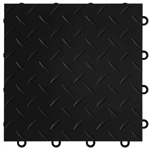 FlooringInc Nitro Garage Floor Tiles, Diamond Pattern, Interlocking, Black, 12"x12", 52 pack, 52 sq/ft