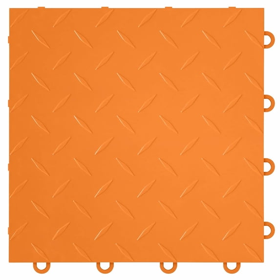 FlooringInc Nitro Garage Floor Tiles, Diamond Pattern, Interlocking, Harley Orange, 12"x12", 1 pack, 1 sq/ft