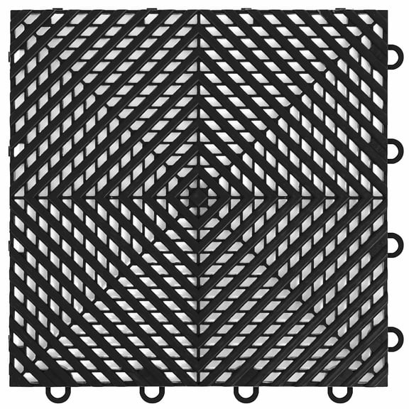 FlooringInc Nitro Garage Floor Tiles, Vented Pattern, Interlocking, Black, 12"x12", 52 pack, 52 sq/ft