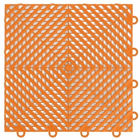 FlooringInc Nitro Garage Floor Tiles, Vented Pattern, Interlocking, Harley Orange, 12"x12", 52 pack, 52 sq/ft