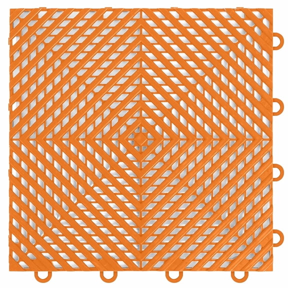 FlooringInc Nitro Garage Floor Tiles, Vented Pattern, Interlocking, Harley Orange, 12"x12", 52 pack, 52 sq/ft