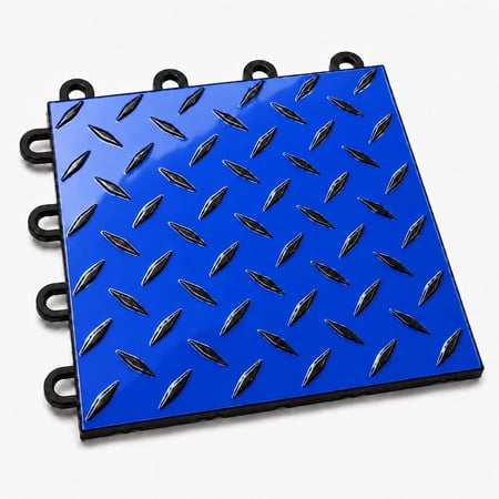 FlooringInc Nitro Pro Garage Tiles, Diamond, 80 Pack, 80 Sq/Ft. Shelby Blue/Black