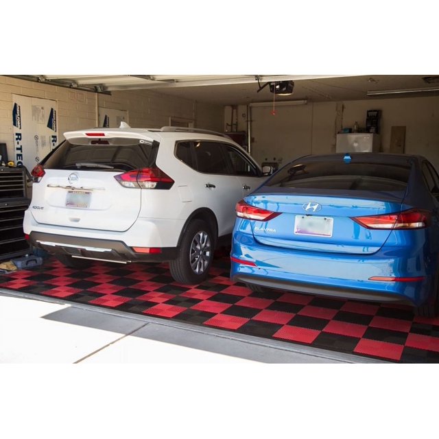 FlooringInc Nitro Tile Car Pad Kits, Vented Pattern, 30'x36', 3 Car Garage, Black/Graphite