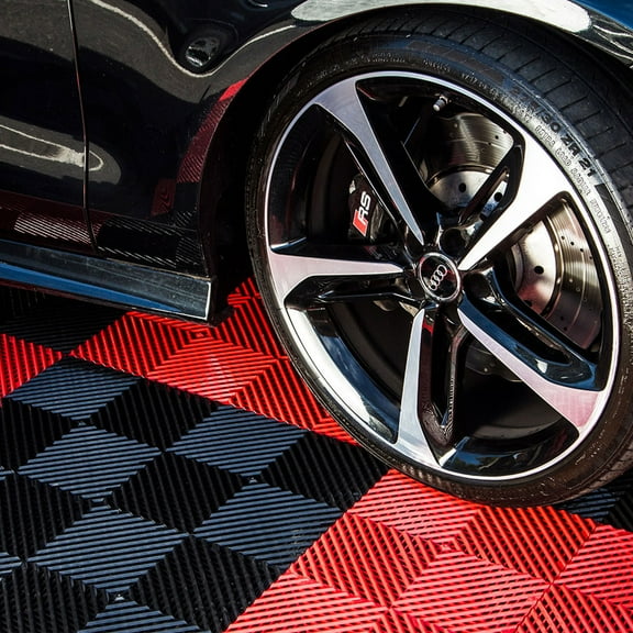 FlooringInc PVC Nitro Garage Floor Tiles, Vented, Interlocking, Gunmetal, 12 inch x 12 inch 16 Pack