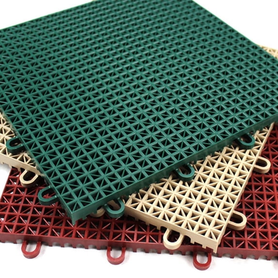 FlooringInc Rugged Grip-Loc Tiles, 12"x12", 4 Pack, Brick Red