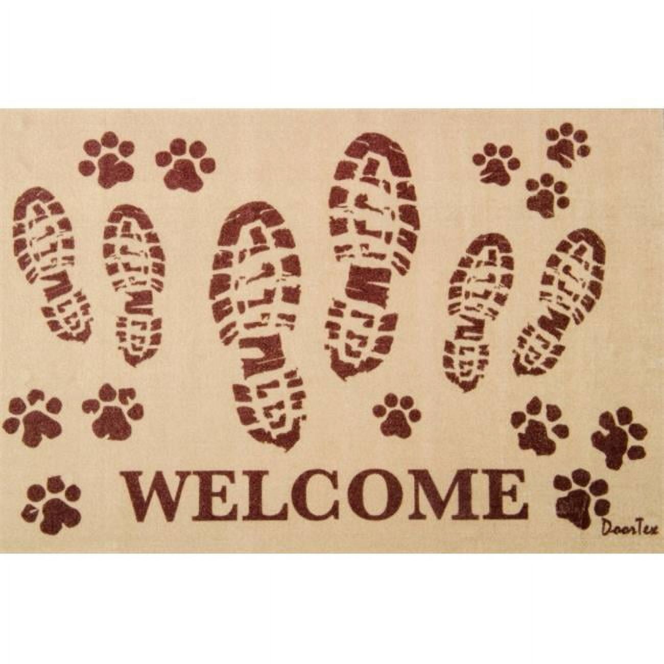 Welcome Dog and Boot Print Vinyl Door Mat - 24" x 39"