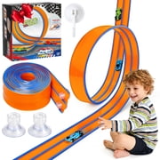 Flooyes 15FT Flexible Race Track for Kids, Bendable Track with Suction Cups, Portable & Foldable Indoor/Outdoor Toy, Compatible with Most 164 Toy Cars, Creative Gift for Boys & Girls