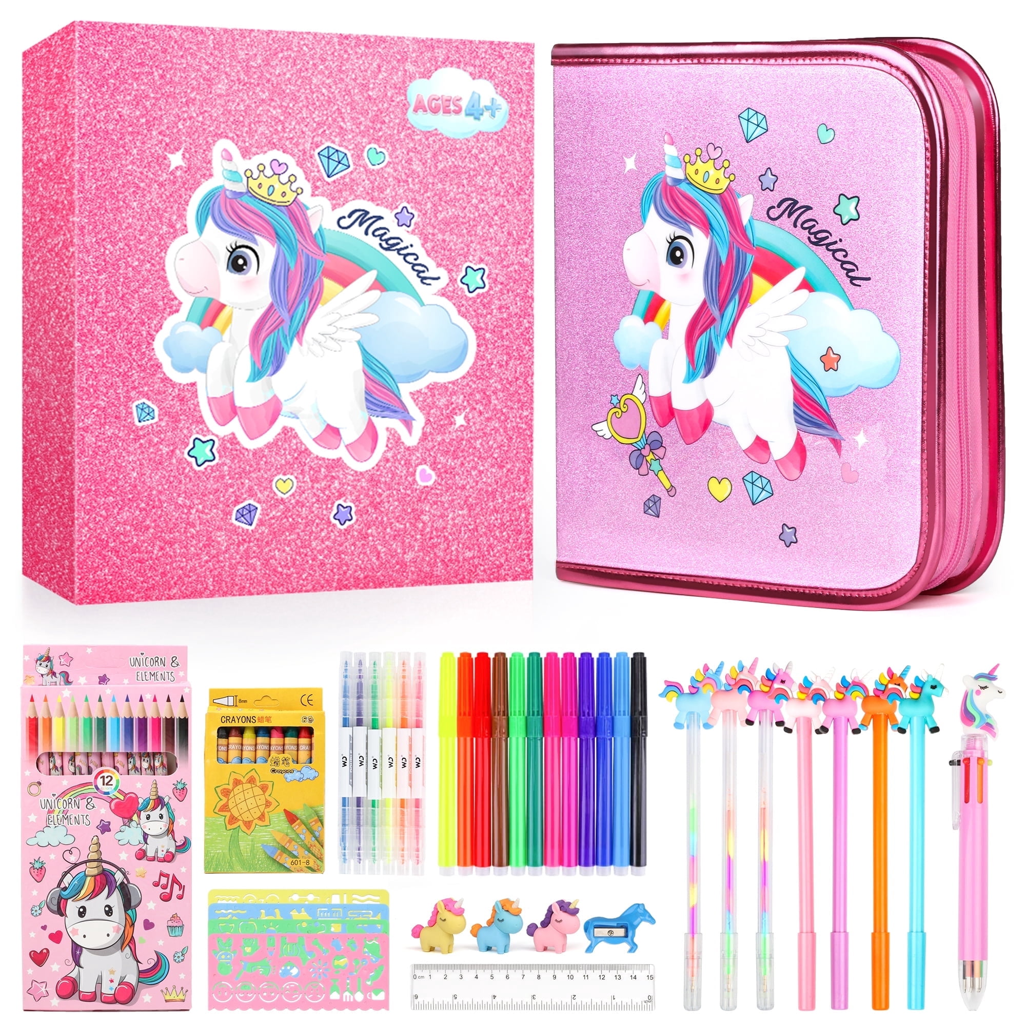 flooyes-56pcs-scented-marker-set-with-unicorn-case-art-kit-for-girls-6