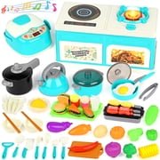 Flooyes 66PCS Kitchen Playset, Pretend Cooking Stove Play Daily Food, Birthday Gift Toys For Kids Boys Girls 3 4 5 6 7 8