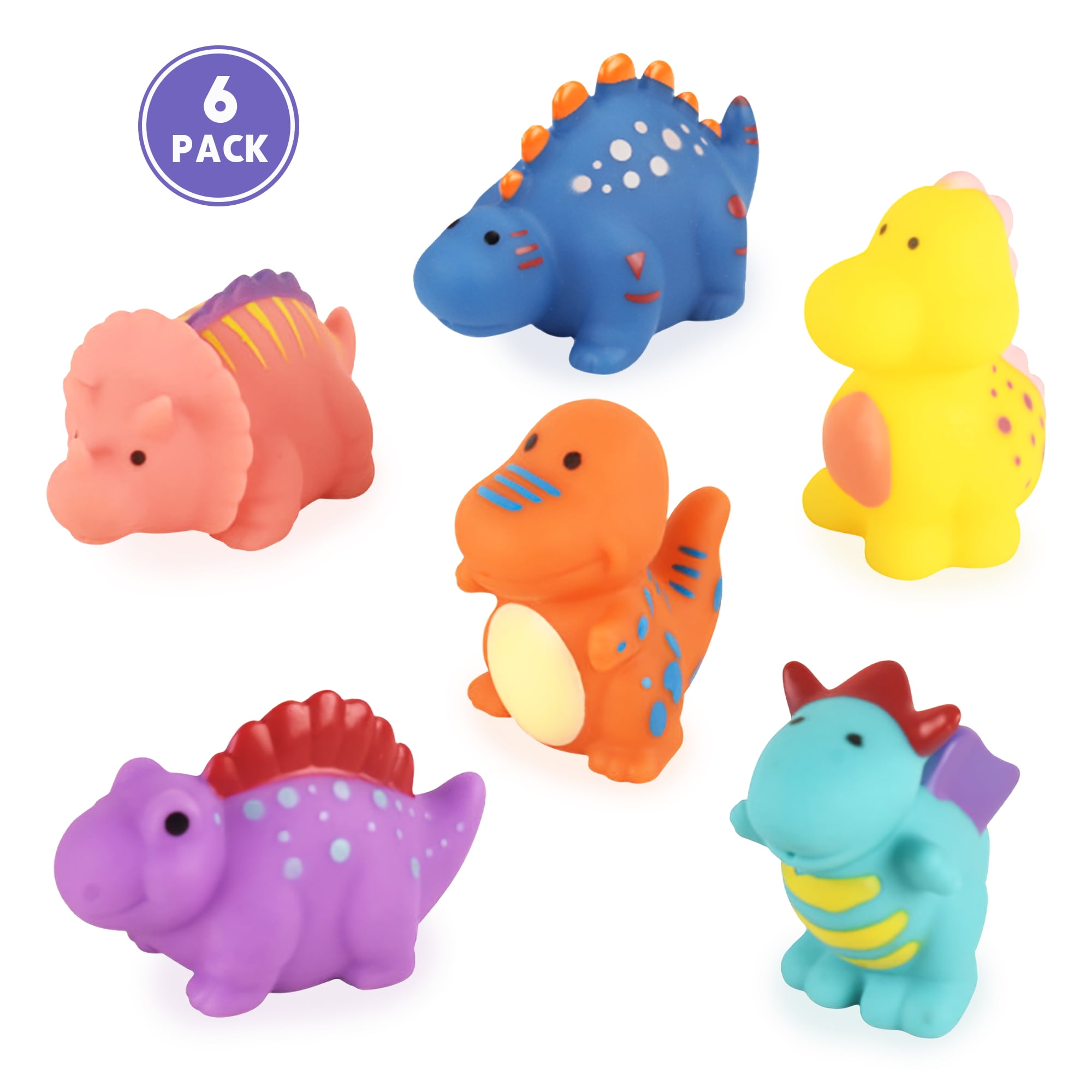 Flooyes Baby Bath Toys for Toddlers Infants, Dinosaur Bathtub Toy Set, 6 Pcs with Storage Bag
