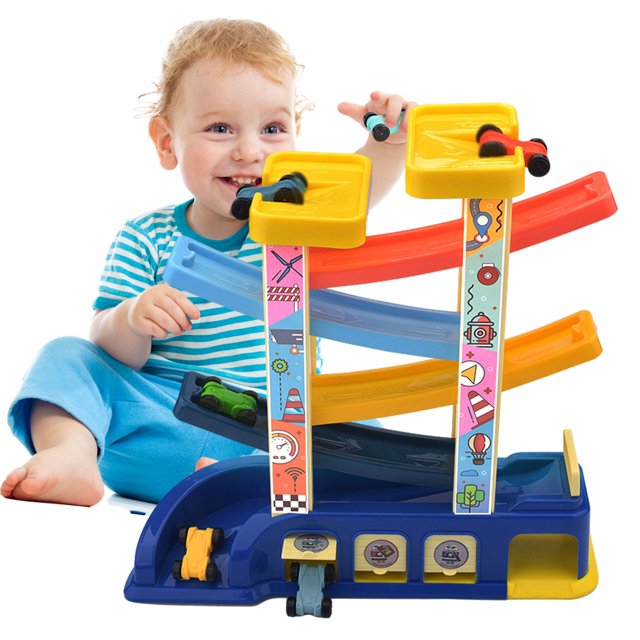 Flooyes Car Ramp Toy for 1 2 3 Year Old Boy , Toddler Race Track Toy