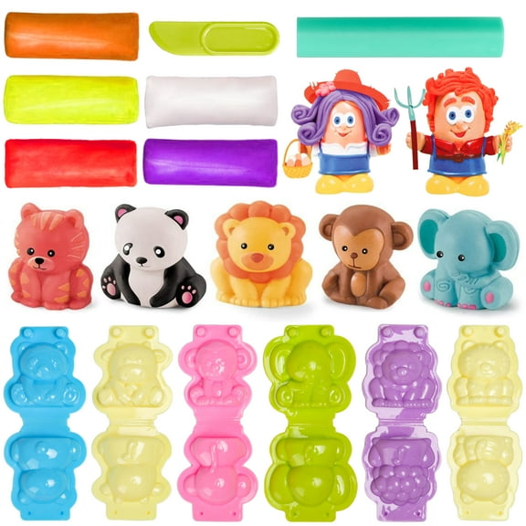 Flooyes Color Dough Toys Pasture Park Dough Set Creations Tools for Kids 3 Years and Up