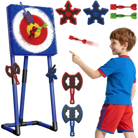 Flooyes Throwing Target Game Set, Dart & Axe Throwing Game Toy Set with Dartboard, Birthday Gift for Kids Boys 6 7 8 9 10+ Years Old