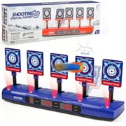 Flooyes Electronic Shooting Nerf Target with 5 Targets Scoring Auto Reset Digital Display Indoor Toys, Birthday Gift for Kids Age 6+
