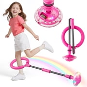 Flooyes Light-Up Scoring Skip Ball Toy with Counter, FlexSkip for Kids, Ankle Bounce Ball with Timer and Cal Calculator, Birthday Gifts for Girls Age 5 6 7 8 9 10+（Pink）