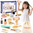 thumbnail image 1 of Flooyes Makeup Kit For Little Girl, Wooden Makeup Toy Set With Beauty Salon For Kids, Birthday Gift For 3 4 5 6 7 8 Year Old Toddlers, 1 of 7