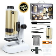 Flooyes Microscope 100X-250X Kit for Kids 8 9 10 11 12 Years, Educational STEM Toys Birthday Gift for Kids Boys Girls Ages 8-12 Years.