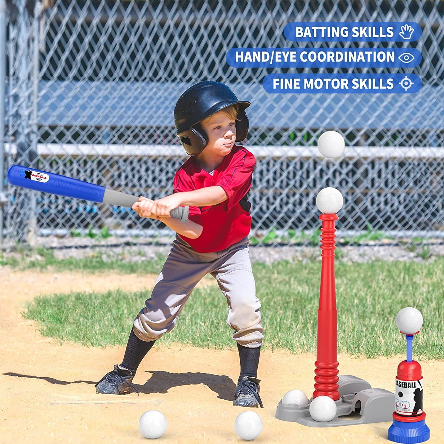 Flooyes Outdoor Activity for Boys Girls, Kids Baseball Set with Bat and ...