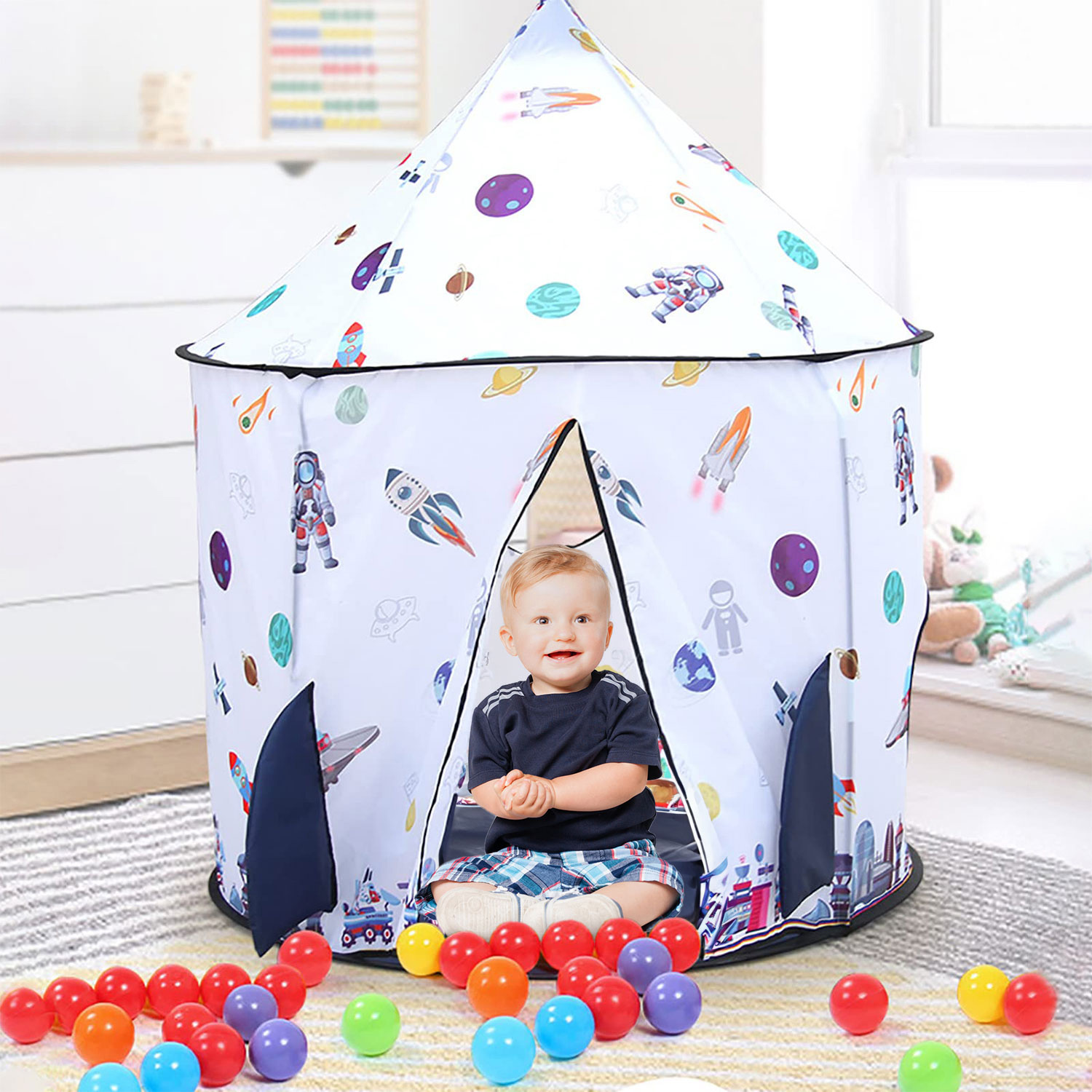 Large Kids Play Tent, Pom Pom Playhouse Tent Indoor, Play House Kids