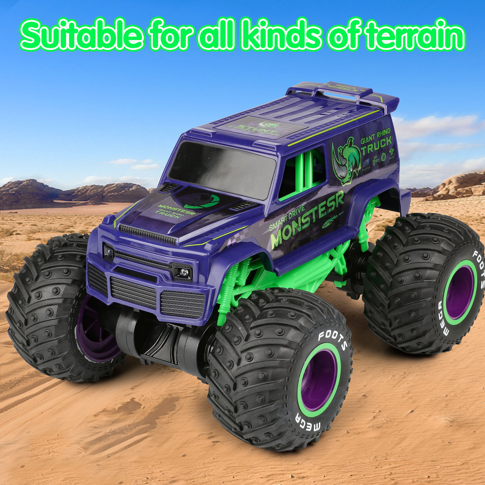 Flooyes RC Monster Truck Standing Stunt Remote Control Monster Car, All