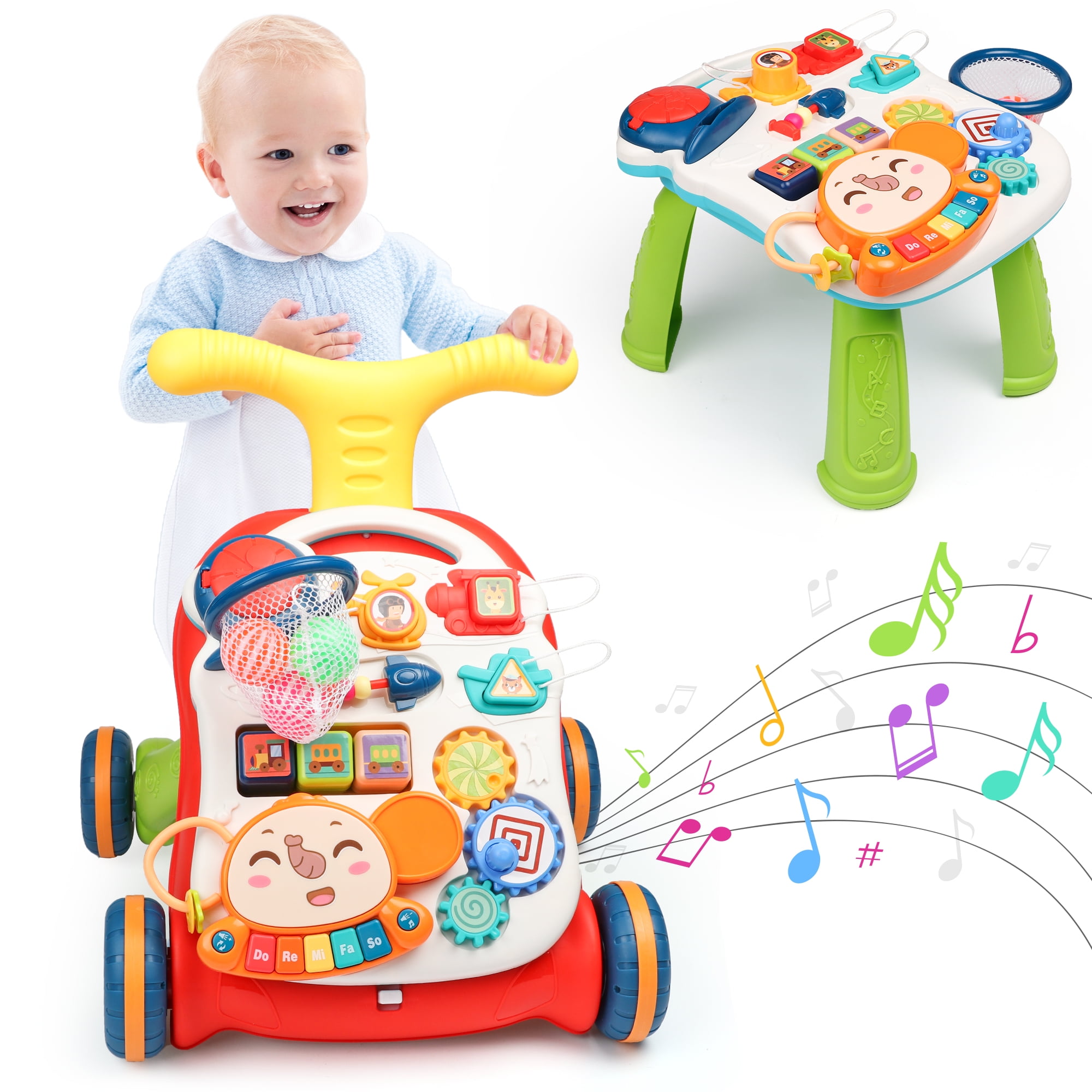 Buy Baby Walkers Baby Walker for Kids, Foldable Kids Walker with 3  Adjustable Height, Tray & Removeable Musical Toys Rattle, Activity Walker  for Baby