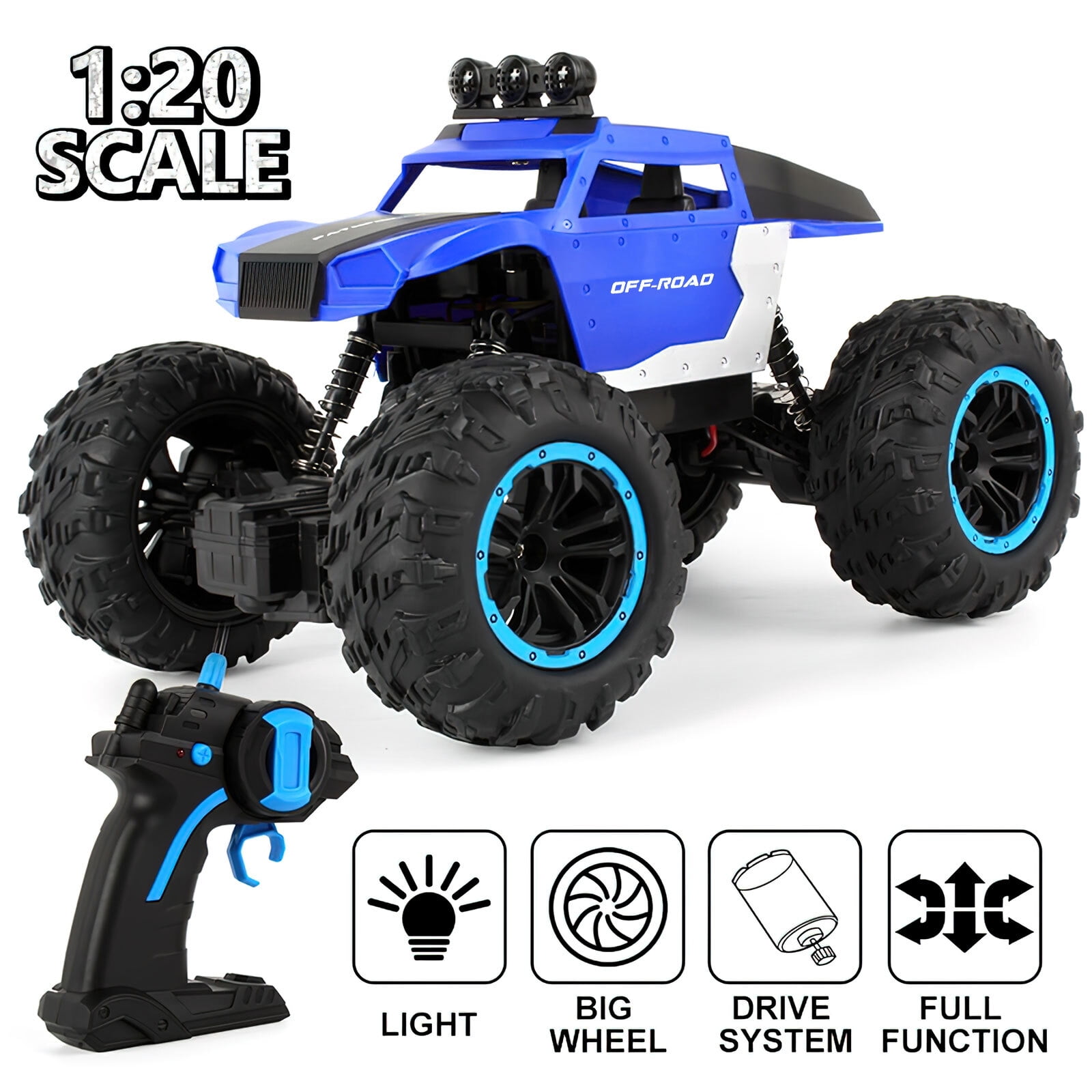 Flooyes Remote Control Car All Terrains Rock Crawler, 2.4ghz RC Cars Electric Radio Control Off