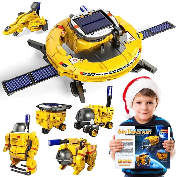 Flooyes 6-in-1 Solar Robot Kit, STEM Toys Educational Science Kit for Kids Boys Girls Ages 7 8 9 10 11 12, Birthday Gift for Boys