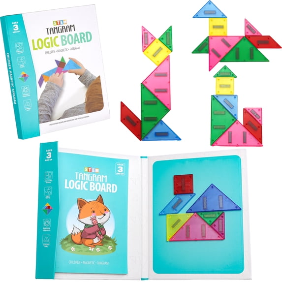 Flooyes Magnetic Tangram Puzzle for Toddlers - Geometric Shape Blocks ...
