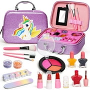 Flooyes Washable Makeup Kit Cosmetics, Toys for Little Girls Toddlers Dress up Set, Birthday Gift Toys for 3 4 5 6 Years Old Girls Purple