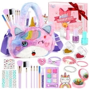 Flooyes Washable Unicorn Makeup Girls Toys - Girls Makeup Kit for Kids Make up Set Real Makeup for Kid Little Girls Toddlers Children Princess Birthday Christmas Gifts Toys for 3-10 Years Old