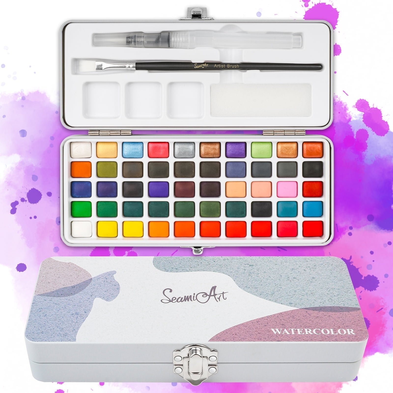 Flooyes Watercolor Paint Set, 50 Colors Watercolor Set, Travel Paint Set for Adults, Kids & Professional Artists | Watercolor Palette with Brushes | Art Supplies