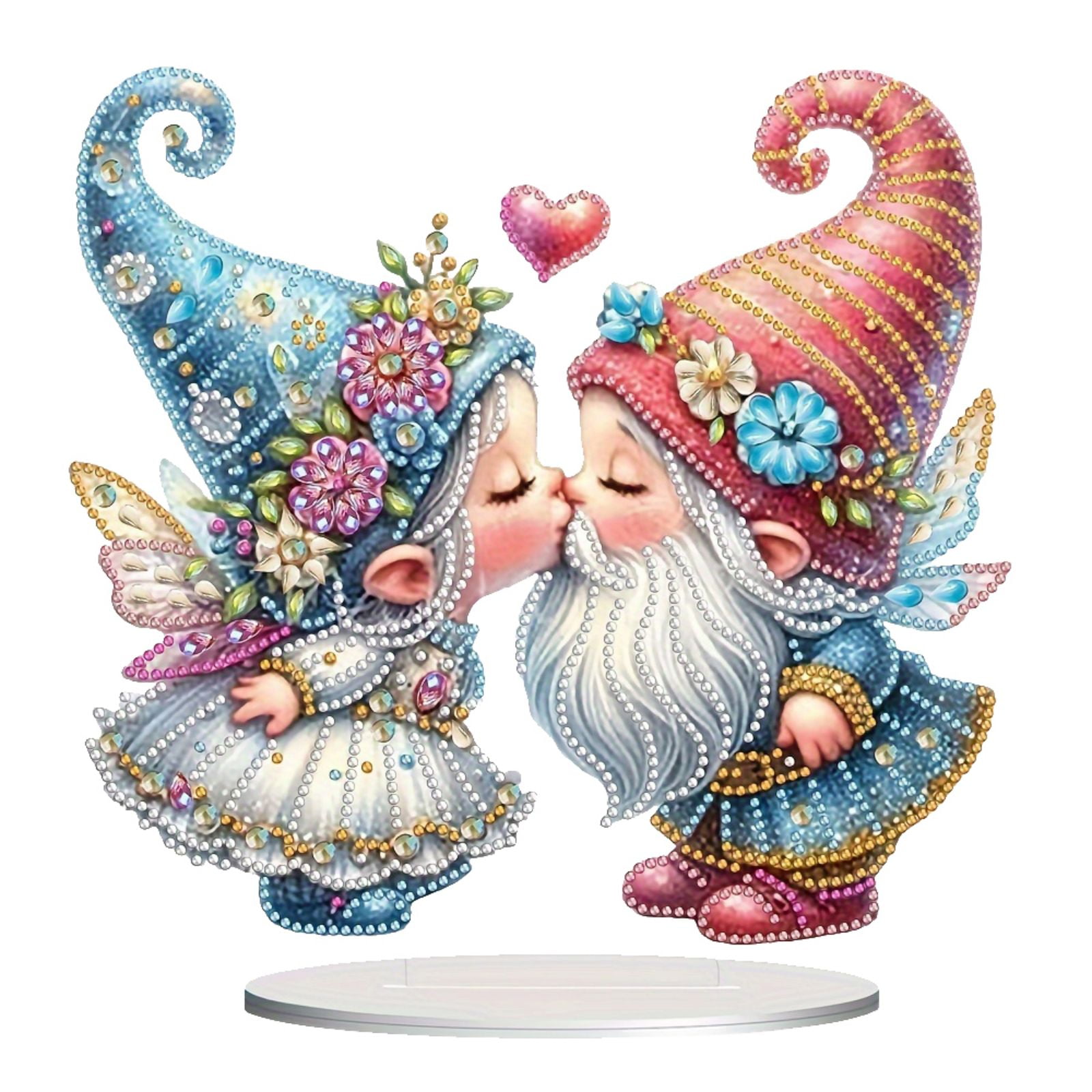 Flopesn Fairy Kiss Romantic DIY Diamond Art Painting Decorative Desktop Ornament, Valentine's Day Creative Design Acrylic Home Decor (Single-Sided Diamond)-Kissing Goblins1