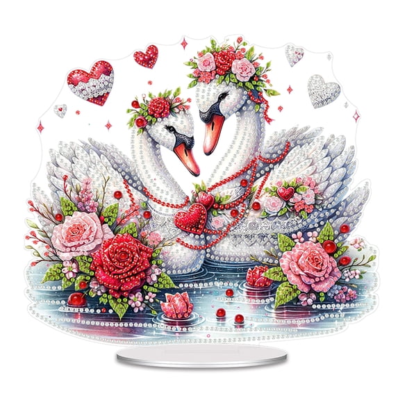 Flopesn Romantic Valentine's Day DIY Diamond Art Painting Decorative Ornament, Animal Creative Design Acrylic Home Decor Tabletop Ornament (Single-Sided Diamonds)-3PCS