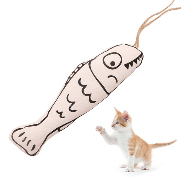 Flopping Fish Cat Toy, Interactive Cat Chew Toy with Rope, Catnip Infused