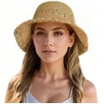 thumbnail image 1 of Floppy Big Beach Straw Hats for Women Foldable Summer Wide Brim Packable Sun Hat Womens Travel Straw Fedora Hat, 1 of 7