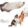 thumbnail image 1 of Floppy Fish Cat Toy, 2026 New USB Rechargeable Flopping Fish, Realistic Moving Kicker Toy with Catnip, Interactive Chew & Teething Play for All Breeds (Silver Arowana), 1 of 5