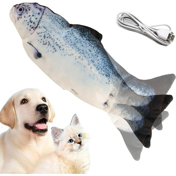 Floppy Fish Cat Toy, Realistic Flopping Fish Rocking Dog Toy, Electric Moving Fish with Interactive Function Cat Toy Pets Chew Bite Supplies Motion Sensor, USB Charged for Cat Exercise(Tilapia)