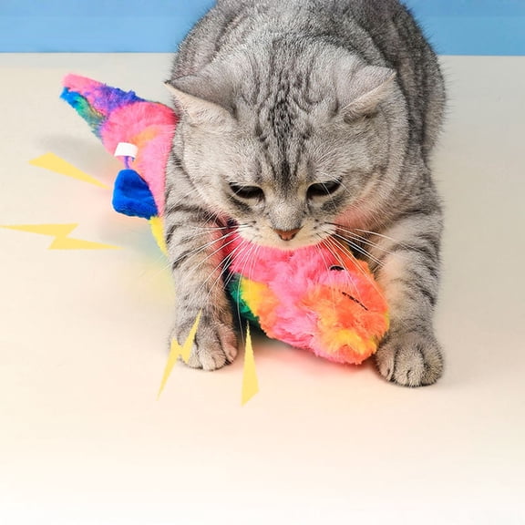 Floppy Fish Cat Toys, Crinkle Cat Toys, 12X5 In, Rainbow Plush, Catnip for Cats, Cat Teeth, Enrichment for Indoor Cats, 1 Pc