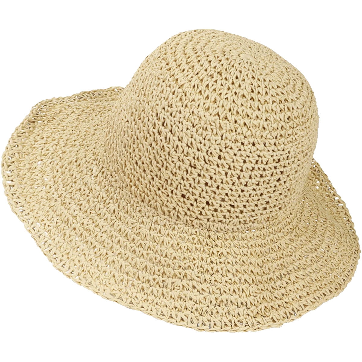 2 Pack Crochet Bucket Hat Straw Sun Hat Soft Handmade Foldable Hat
